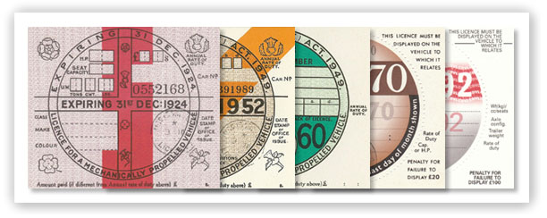 Replica reproduction British tax discs for classic and vintage vehicles